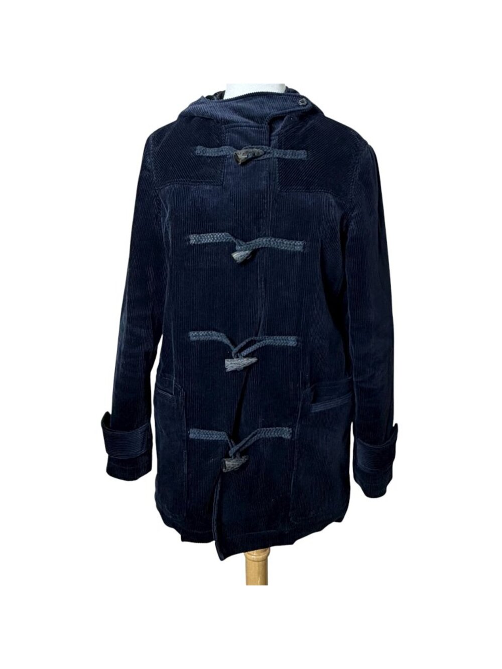 Lauren Ralph Lauren Coat Womens Medium Navy Corduroy Hooded Toggle